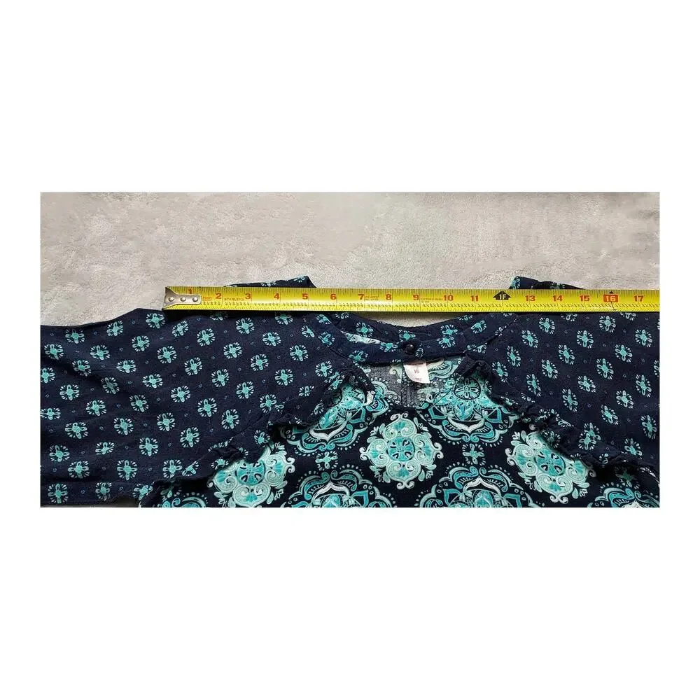 Justice Mini Boho Keyhole Dress/Top 3/4 inch Sleeves Juniors Size 16